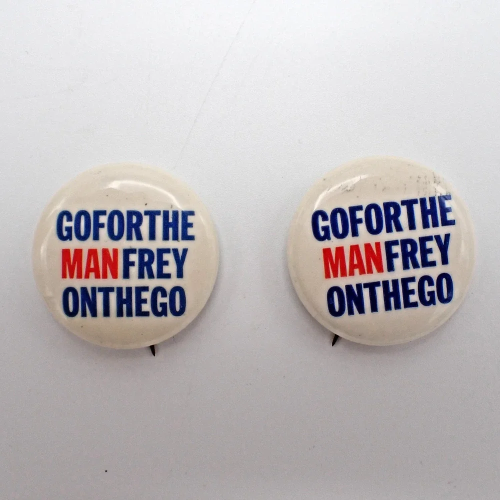 Vintage PA VFW Manfrey Campaign Pinback Buttons Pair Bastian Bros